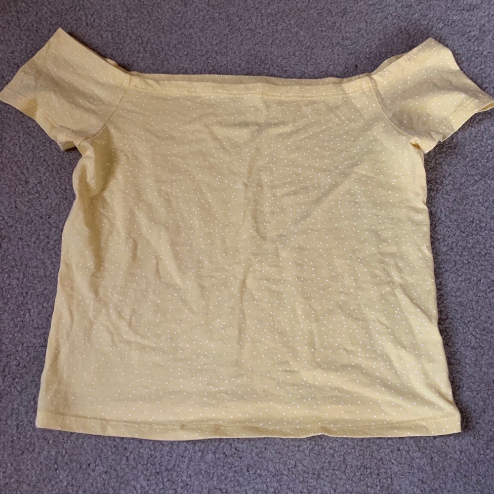 Off the shoulder yellow shirt